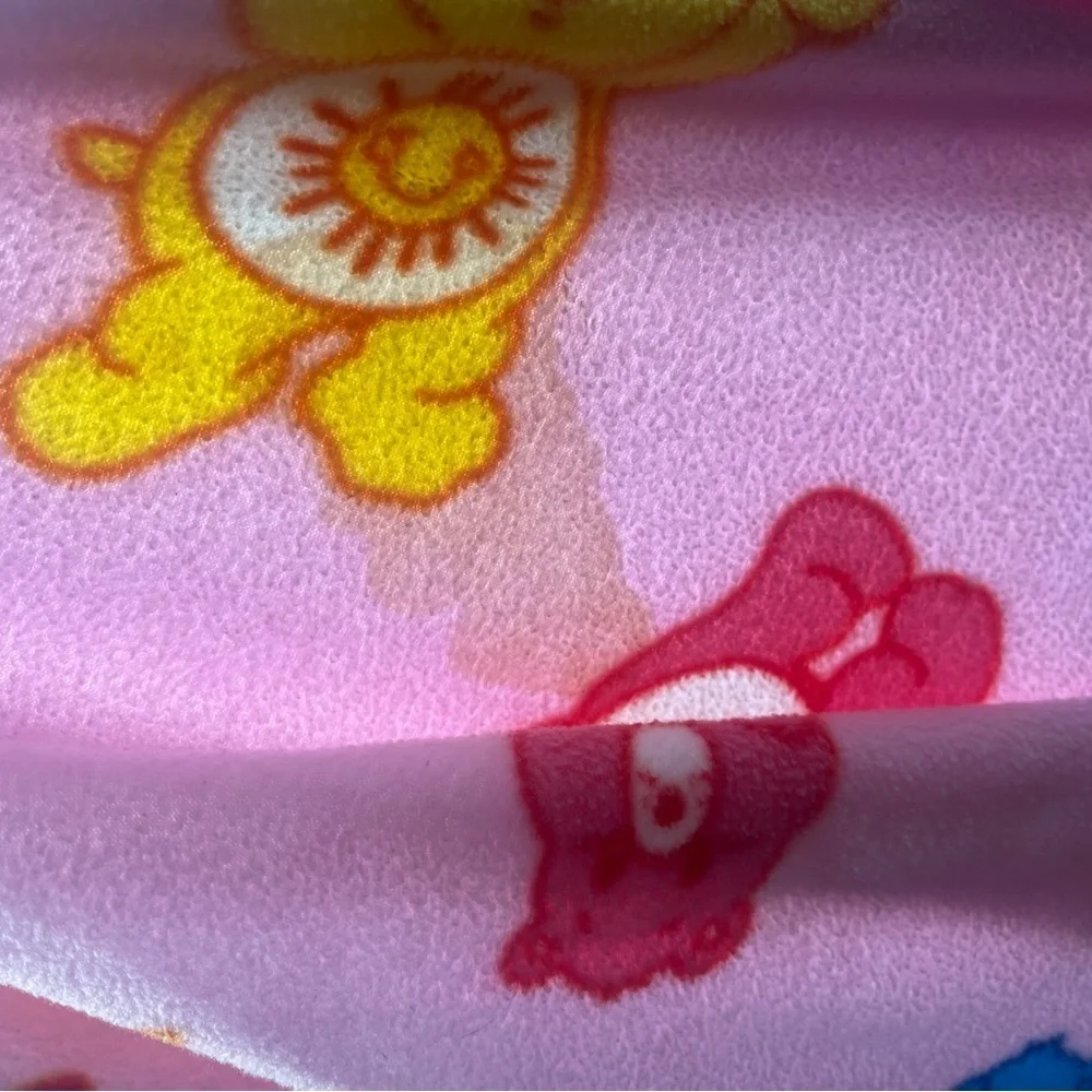 Care Bears 2003 Vintage Fleece Blanket Throw Pink Y2K Funshine Colorful Soft